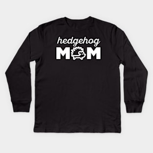 Hedgehog Mom - White Print Kids Long Sleeve T-Shirt